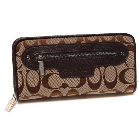 Coach Zip In Monogram Large Coffee Wallets DUK - Click Image to Close